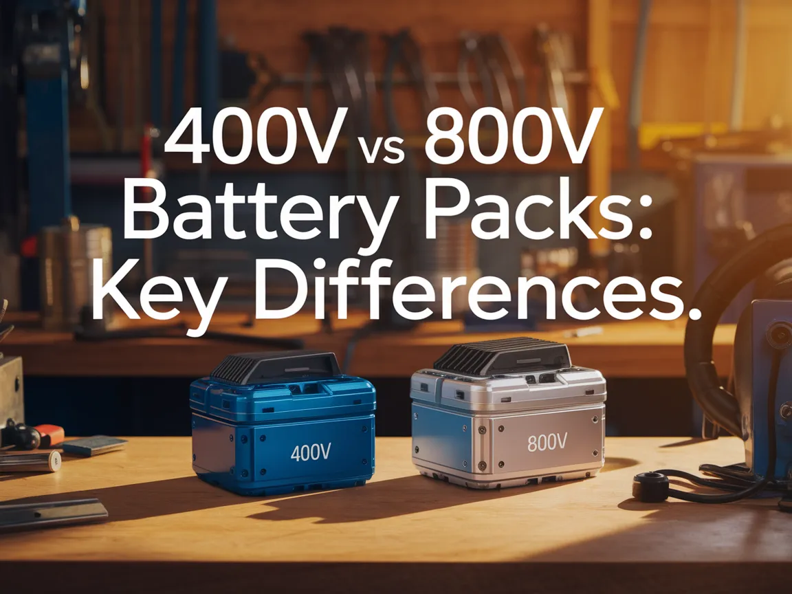 Comparison of 400V and 800V battery packs highlighting key differences.