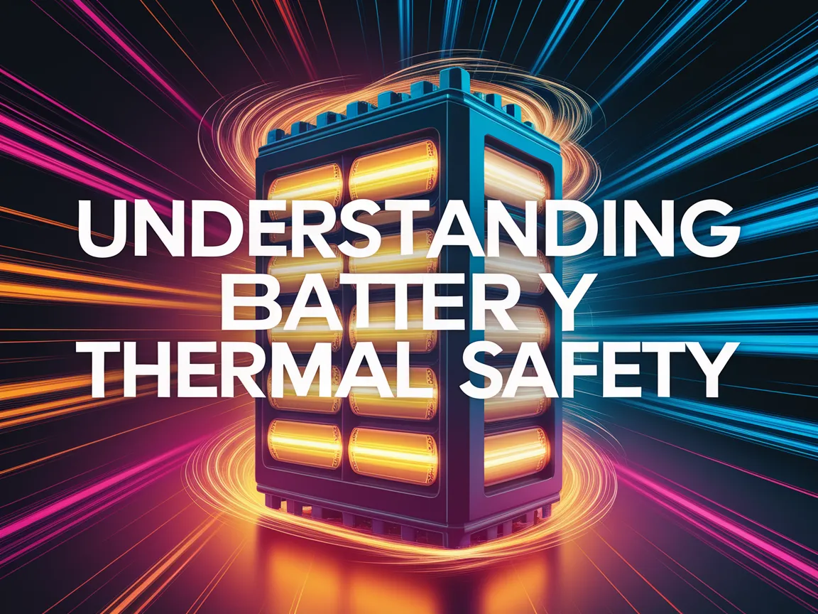 Illustration of battery chemistry effects on thermal runaway with vibrant graphics.