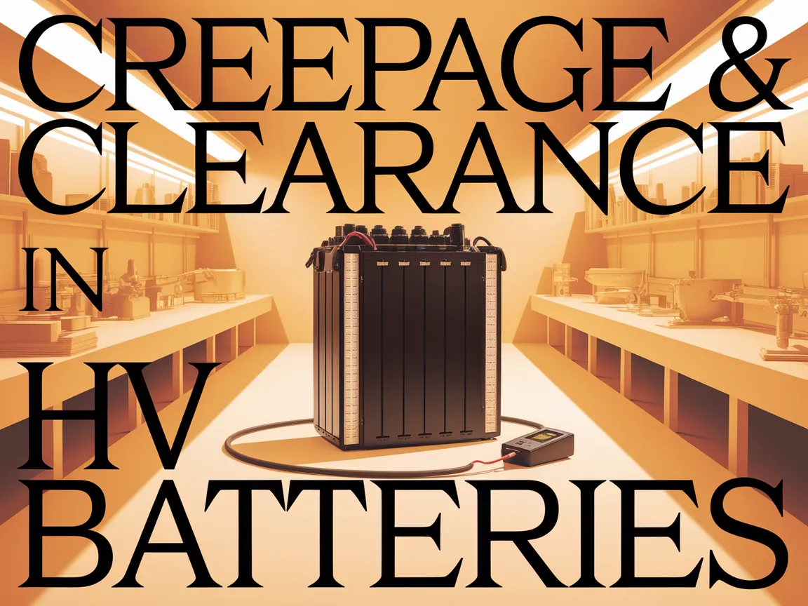 High voltage battery pack with a focus on creepage and clearance check according to IEC60664 standards.