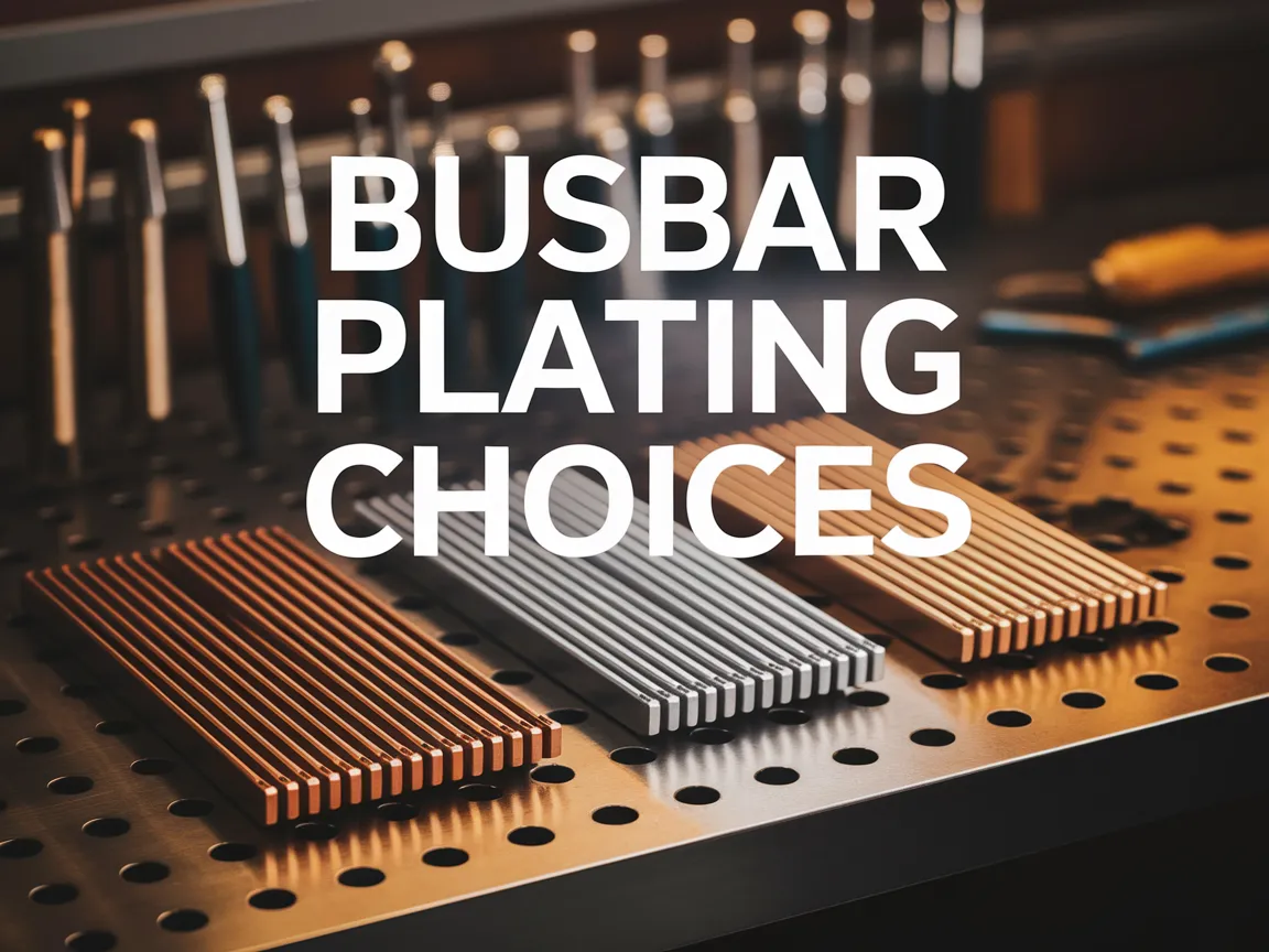 Various busbars showing tin, silver, and nickel plating options.
