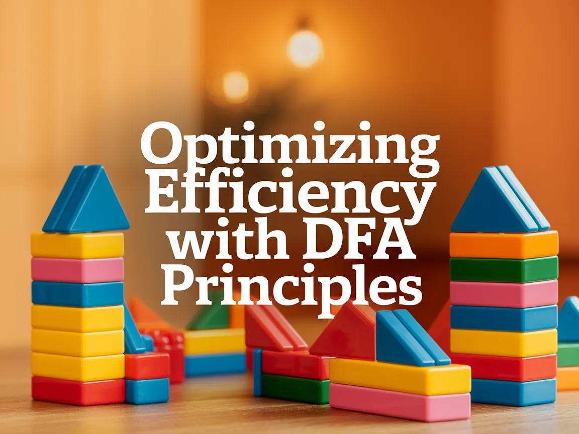 Colorful building blocks arranged to illustrate Design for Assembly principles